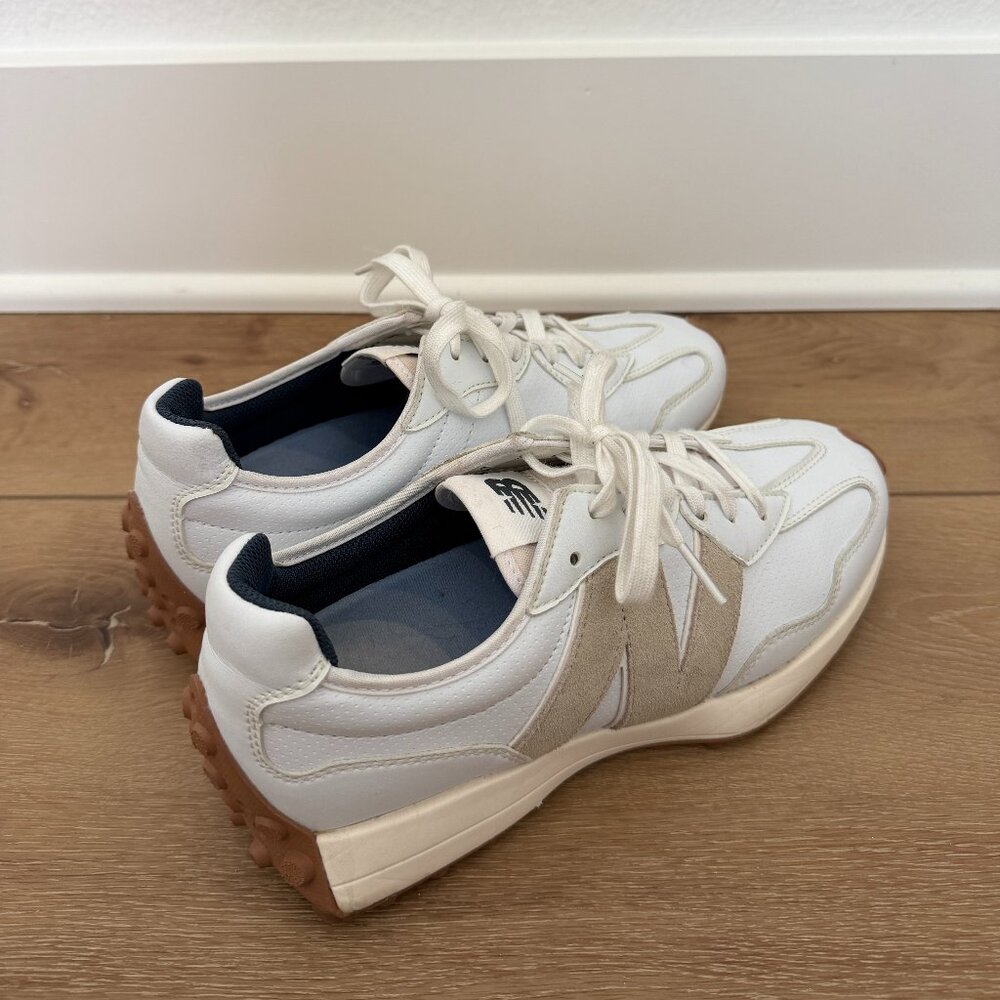 Womens New Balance 327 Sneakers Shoes - White Leather 8.5